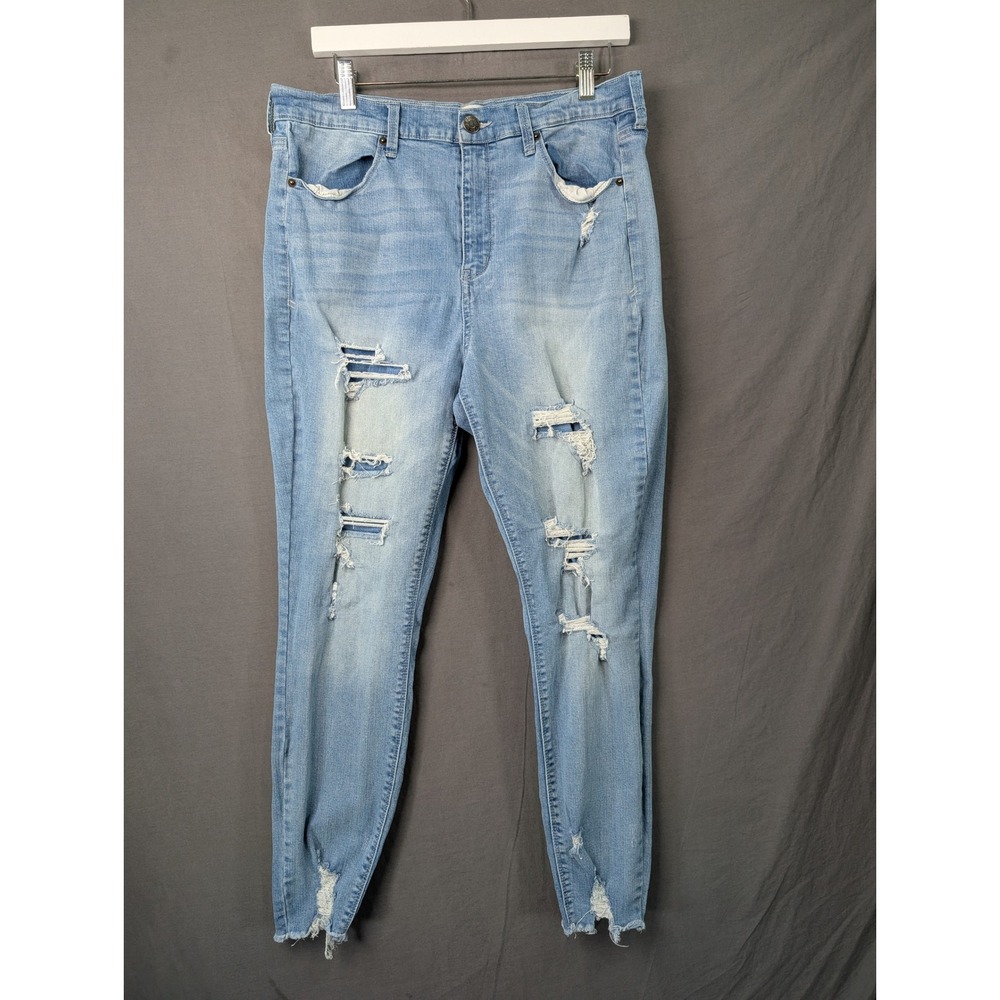 Mudd High Rise Ankle Jegging FLX Stretch Distressed Light Wash Jeans 17/33W